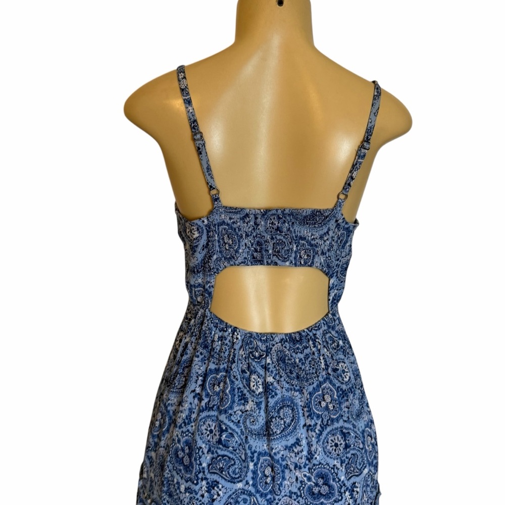 Hollister Ruffle Blue Paisley Midi Dress medium - Picture 3 of 7